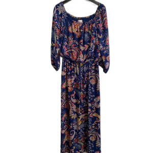 Maxi Boho 10 Blue AOP Dress Coquette Fairy Romantic Femme Bohemian Cottage b1-1